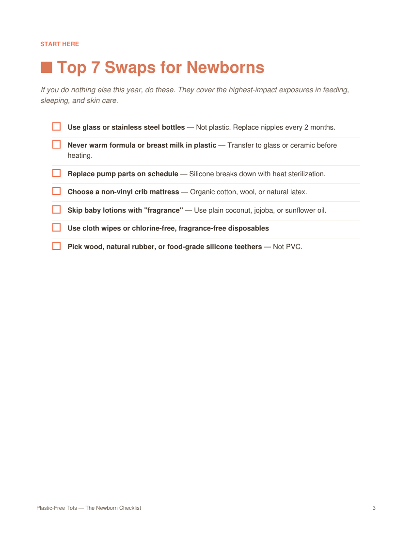 Newborn checklist preview page